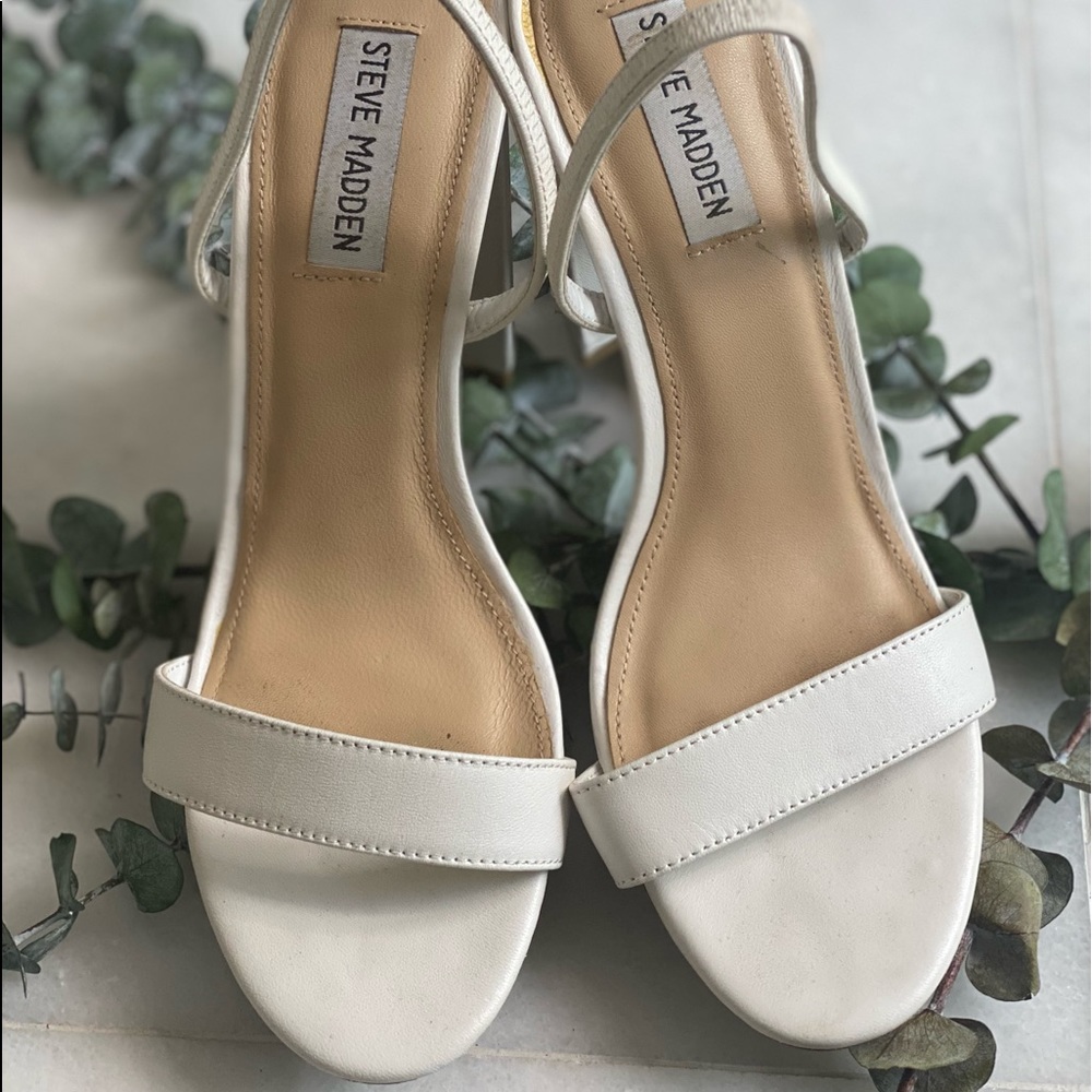 White leather heels